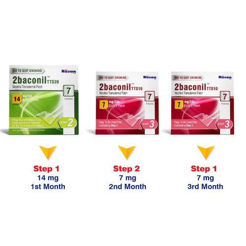 2baconil Nicotine Patch <br> ( 3 months therapy) for less than 20 cigarettes / day