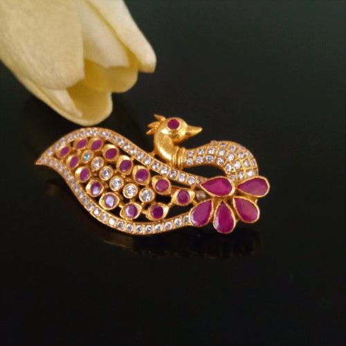 Pure 92.5 Sterling Silver Peacock Brooch / Saree Pin / Scarf Pin