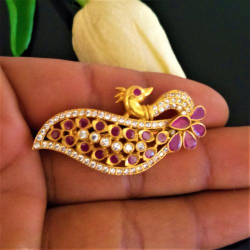 Pure 92.5 Sterling Silver Peacock Brooch / Saree Pin / Scarf Pin