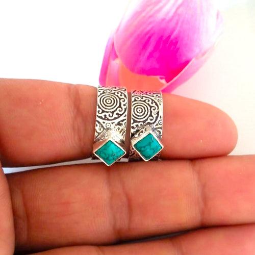 Adjustable Pure Silver Square Turquoise Toe Rings