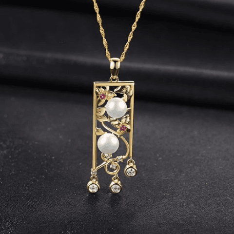 Sterling Silver Gold plated Natural Pearl Pendant with Chain