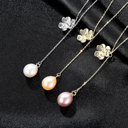 Pure 92.5 Sterling Silver Flower Pearl Pendant with Chain