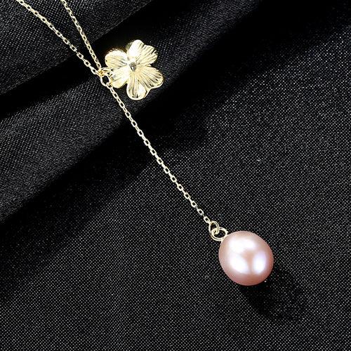 Pure 92.5 Sterling Silver Flower Pearl Pendant with Chain