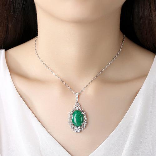 Jade CZ Pendant with Chain