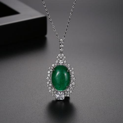 Jade CZ Pendant with Chain