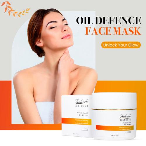 Anherb Natural Oil Defence Face Mask | Tailored for Oily and Combination Skin | Enriched with Vitamin-E | 100g