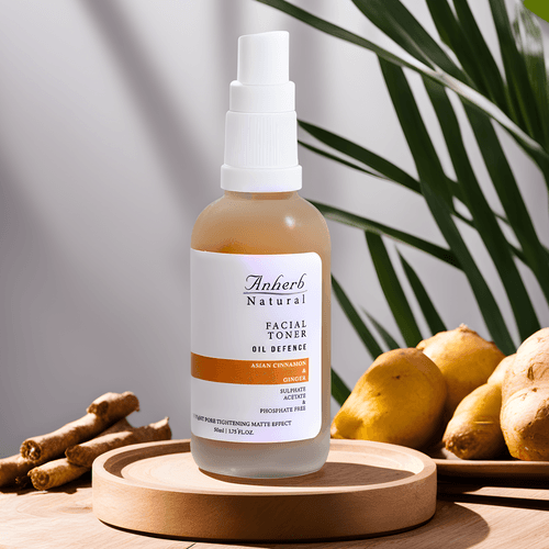 Anherb Natural Oil Defence Facial Gel Toner - 50 ml | Asian Cinnamon & Ginger | Oil Control, Pore Tightening