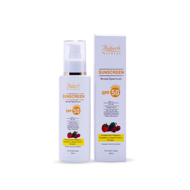 Anherb SPF 50 Sunscreen Lotion, UVA & UVB Protection| Broad Spectrum PA+++ Sunscreen | 100ml