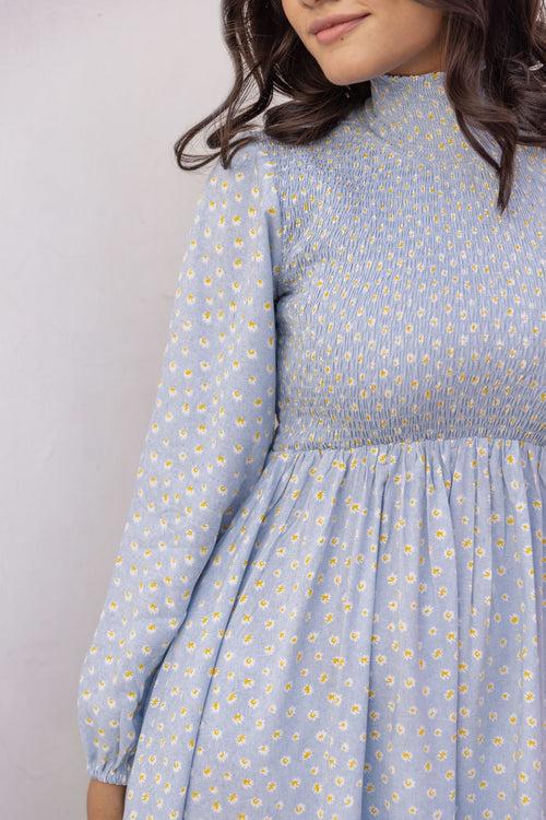 COTTON SMOCKED MIDI