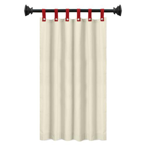 Beige & Red Cotton Canvas Curtains with Snap Button Closure – Custom Made, Playful Drapes for Kids' Room