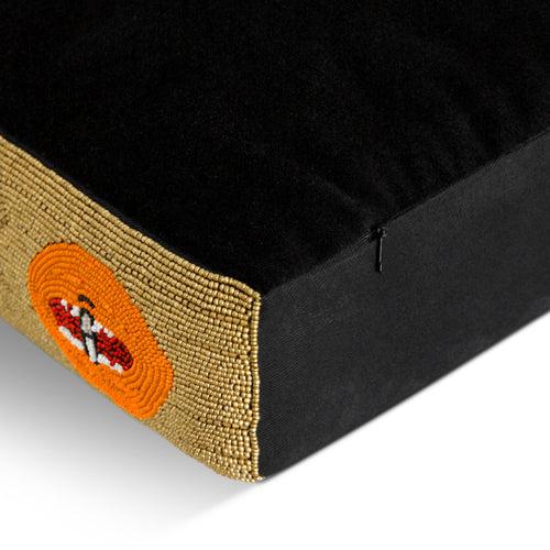 Velvet Box Edge Pillow With Pop Art Beaded Trim