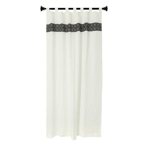 Embroidered Chippendale Linen Curtain