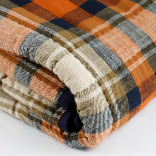 Plaid Reverie Reversible Cotton Quilt With Handmade Pick-stitch Quilting