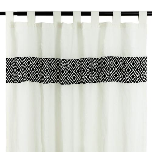 Embroidered Chippendale Linen Curtain