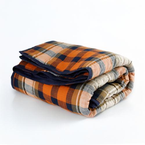 Plaid Reverie Reversible Cotton Quilt With Handmade Pick-stitch Quilting