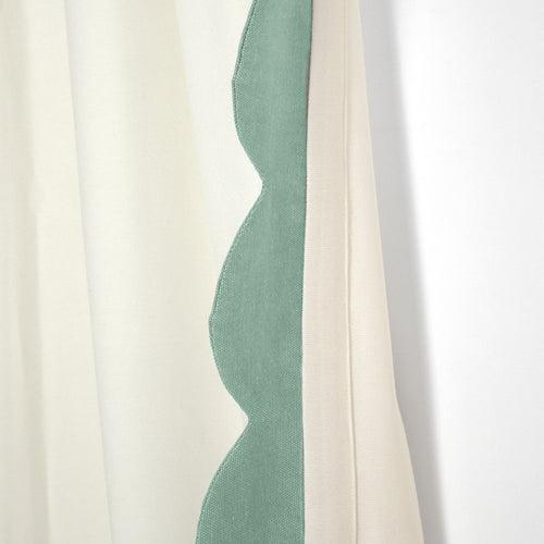 Ivory Curtain With Green Scallops