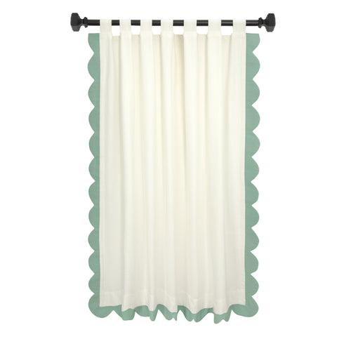 Ivory Curtain With Green Scallops