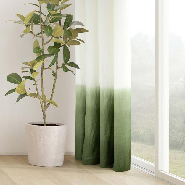 Olive Green Ombre Linen Curtain