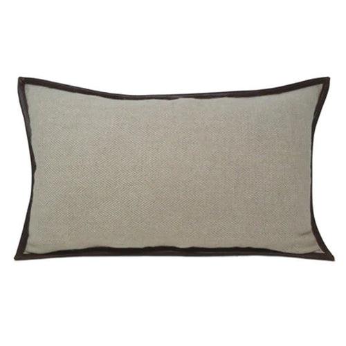 Chevron Wool Throw Pillow With Leather Trim