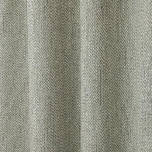 Light Grey Chevron Wool Curtains with Leather Tabs