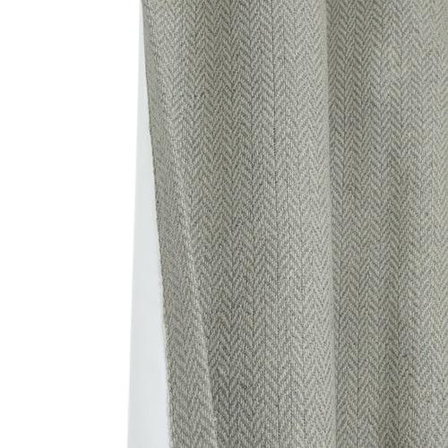 Light Grey Chevron Wool Curtains with Leather Tabs