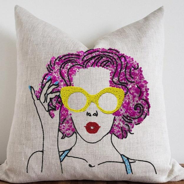 Girl With Curls - Pop Art Pillow Cover