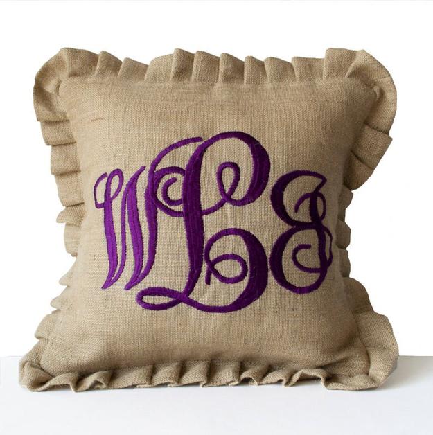 Ruffle Edge Monogram Pillow