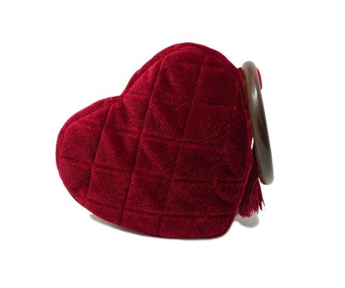 Handmade Heart Shaped Purse With Wooden Handle