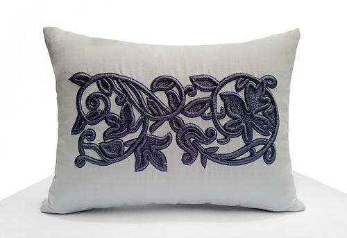 Ivory Gray French Embroidery Pillow Cover