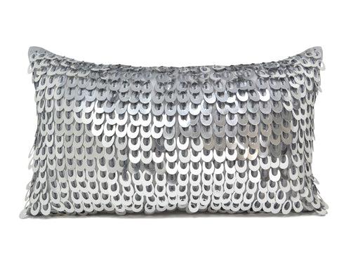 Cascading Silver Sequin Pillow Cover