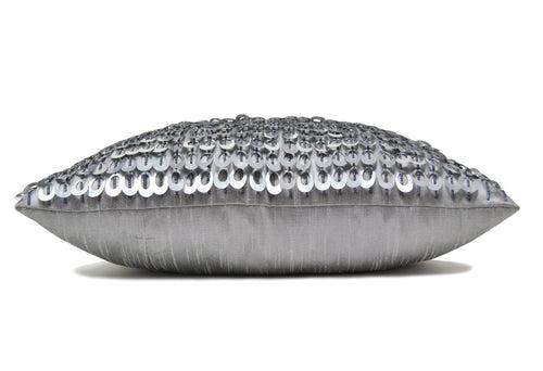 Cascading Silver Sequin Pillow Cover