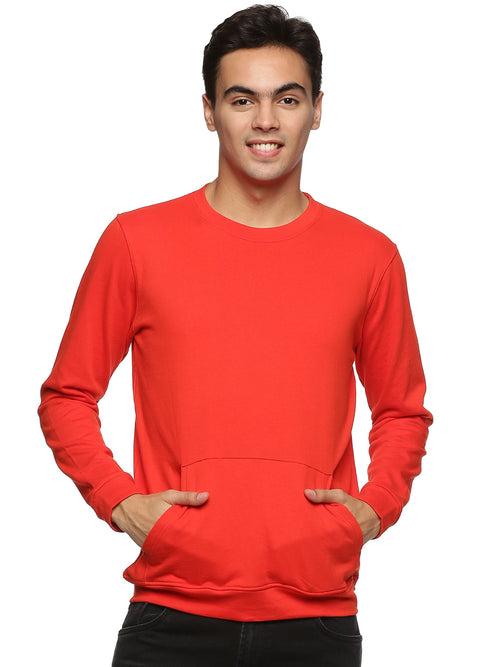 Impackt Men's Full Sleeve Solid Orange Sweatshirt