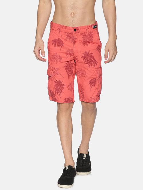 Tropical Print Cargo Shorts for Men