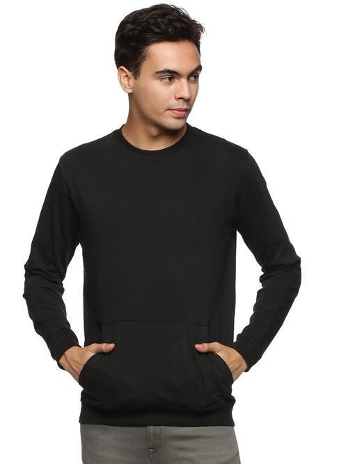 Impackt Men's Full Sleeve Solid Black Sweatshirt