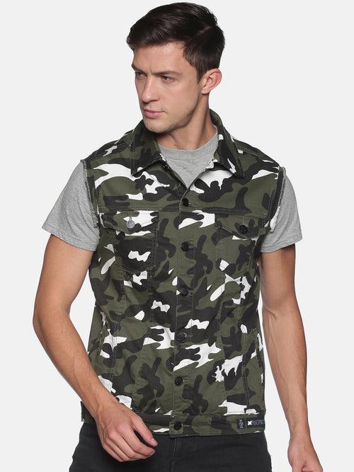 Kultprit Camo printed sleeveless jacket