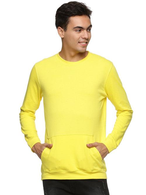 Impackt Men's Full Sleeve Solid Yellow Sweatshirt