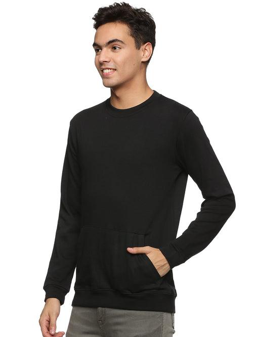 Impackt Men's Full Sleeve Solid Black Sweatshirt