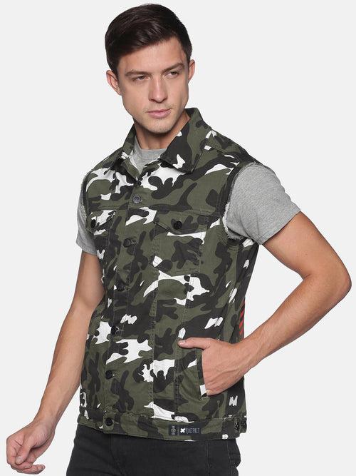 Kultprit Camo printed sleeveless jacket