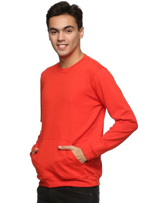 Impackt Men's Full Sleeve Solid Orange Sweatshirt