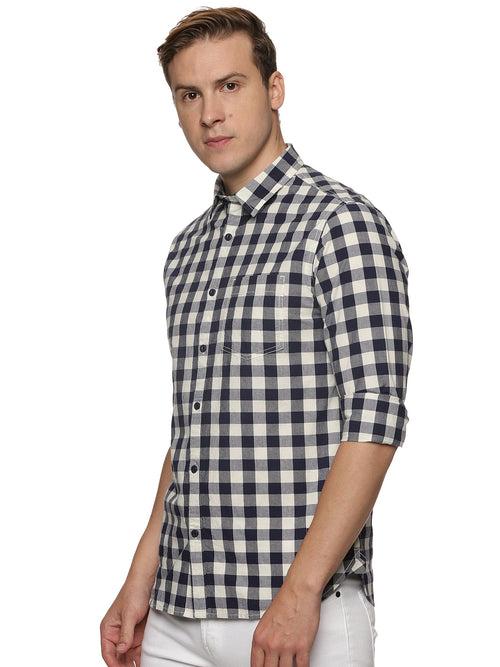 Impackt Men's Regular Fit Checkered Cut Away Collar Casual Shirt