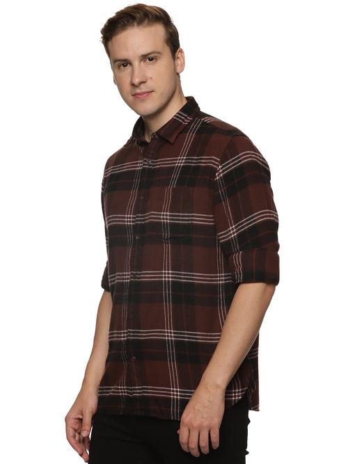 Impackt Men's Regular Fit Checkered Cut Away Collar Casual Shirt