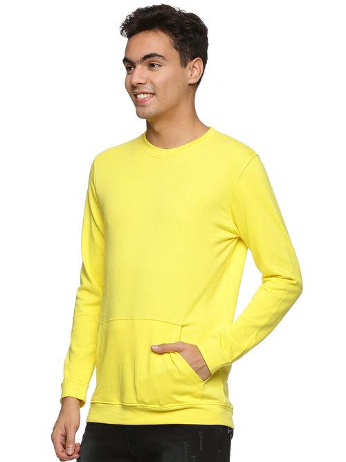 Impackt Men's Full Sleeve Solid Yellow Sweatshirt