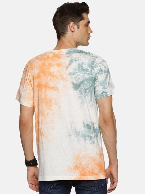 Impackt Men's Regular Tie & Dye Printed Short Sleeve T-Shirt