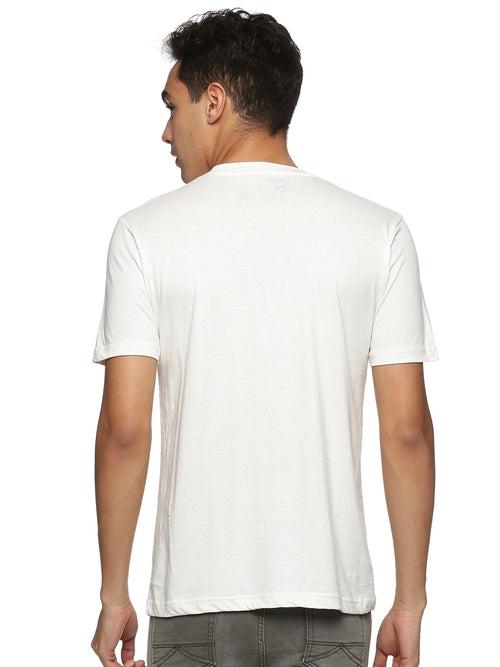 Impackt Men's Front Printed Round Neck White T-Shirt