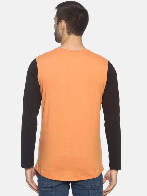 Printed Square Neck Full Sleeve T shirt With Curve Hem