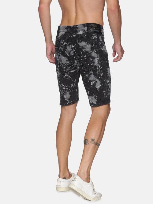 Kultprit Allover tie-dye wash Black shorts