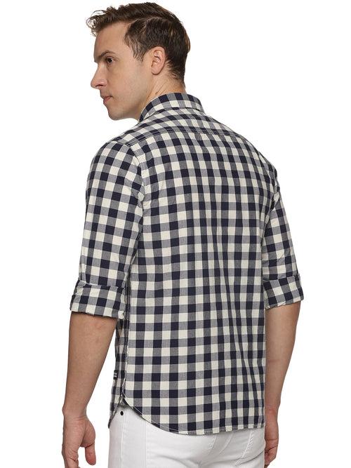 Impackt Men's Regular Fit Checkered Cut Away Collar Casual Shirt