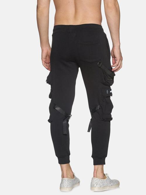 Kultprit Cargo pocket joggers with buckle & drawstring.