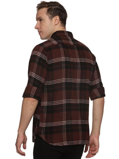 Impackt Men's Regular Fit Checkered Cut Away Collar Casual Shirt