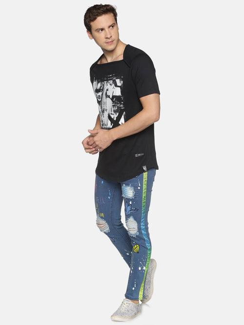 Kultprit Applique with printed Jeans